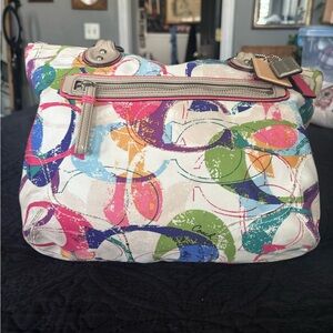 Coach Multicolor Print Shoulder Bag with Zip Closure